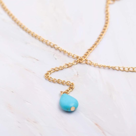Boho Turquoise Body Chain Gold Crossover - Picture 4 of 6